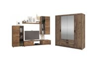 Zestaw mebli Meblościanka + Duża Szafa z lustrem Dąb Lefkas
