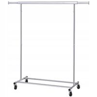 Wieszak na Ubrania Stojak Metalowy na Kółkach Srebrny