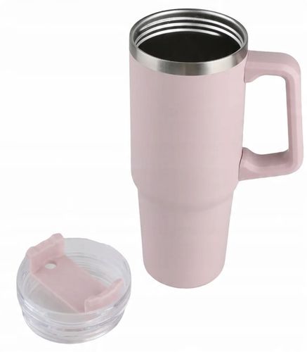 Kubek termiczny do samochodu z uchwytem i słomką Altom Design różowy 880 ml na Arena.pl