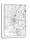 Bangkok mapa czarno biała - obraz na płótnie 90x120 cm