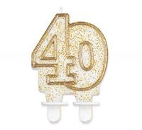 świeczka cyferka 40 złoty kontur   pf-sczk40