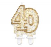 świeczka cyferka 40 złoty kontur   pf-sczk40