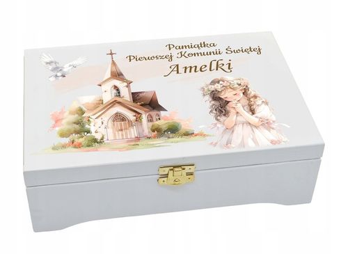 Prezent na KOMUNIE świętą pamiątka pudełko GRAWER Pamiątka Komunii na Arena.pl