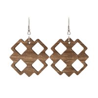 Kolczyki drewniane, orzech włoski, bigle ze stali chirurgicznej