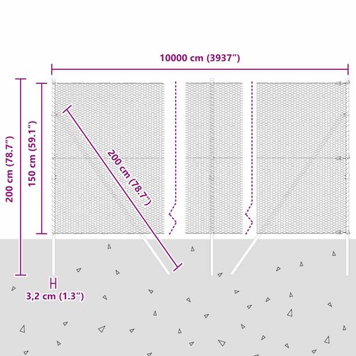 Ogrodzenie z słupkami Szary 1.5 x 100 m Stal pokryta PCV na Arena.pl