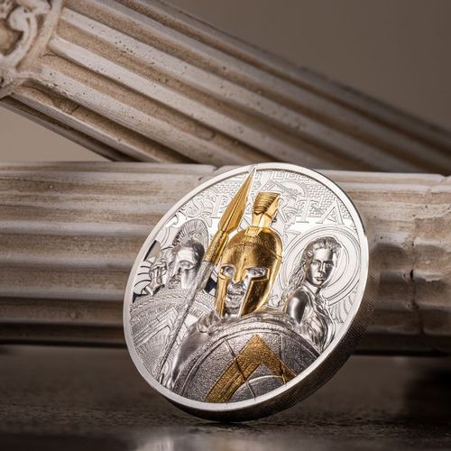 Cook Islands: Sparta pozłacany 3 uncje Srebra 2023 Proof Ultra High Relief na Arena.pl