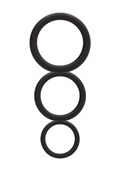 Round Cock Ring Set - Black