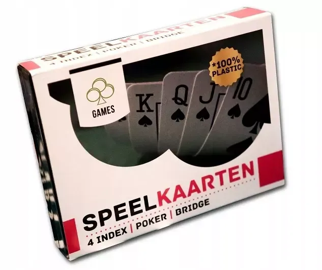 2 x KARTY DO GRY 100% PLASTIK POKER BRYDŻ + ETUI zdjęcie 1