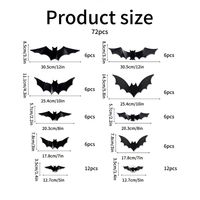 Naklejki LED 3D nietoperze samoprzylepne, 72 szt.