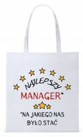 Torba Biała Eco Shopper Dla Managera Z Nadrukiem Ze Zdjęciem