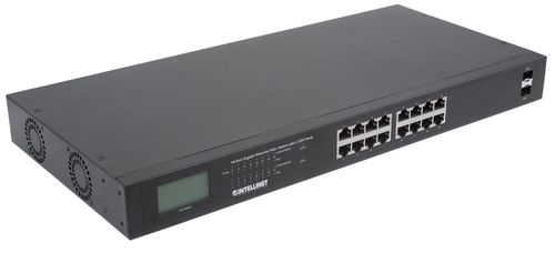INTELLINET GIGABIT SWITCH 16X 10/100/1000 RJ45 POE+ 2X SFP LCD RACK na Arena.pl
