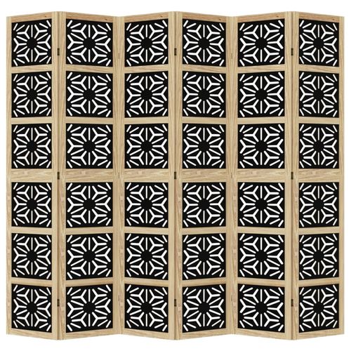 Parawan pokojowy, 6-panelowy, brązowo-czarny, lita paulownia na Arena.pl