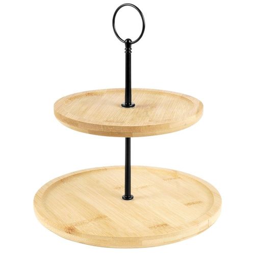 Patera 2-piętrowa Poziomowa Bambusowa na Ciasto Ciastka Owoce Przekąski na Arena.pl