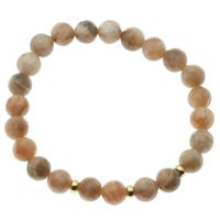 Bransoletka 18,2 cm - fasetowany Kamień Słoneczny kulki 8mm i srebro złocone