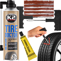 K2 TIRE DOCTOR 400ML W SPRAYU USZCZELNIACZ + ZESTAW NAPRAWCZY DO OPON KOŁA