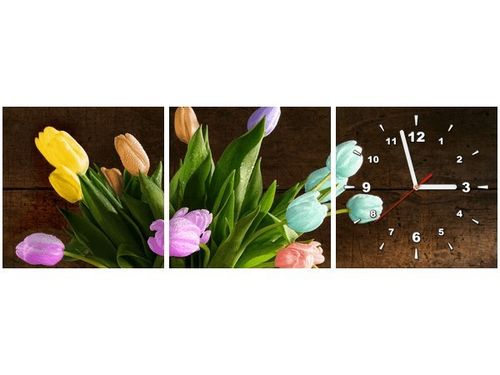 30 90CM OBRAZ 3 ELEM KOLOROWE TULIPANY ŚCIENNY PŁOTNO DRUK na Arena.pl