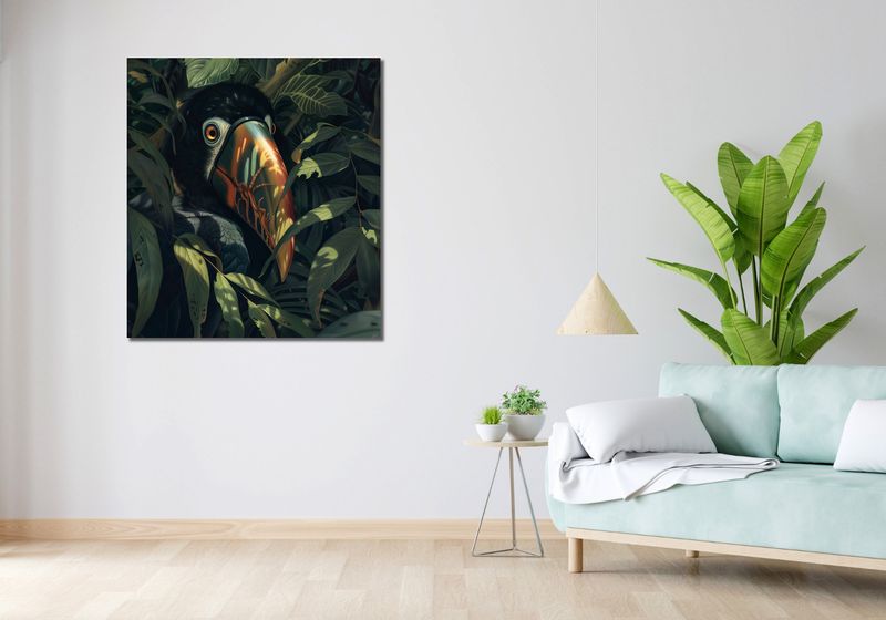 Obraz 90x100cm Skryty Tukan zdjęcie 2