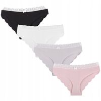 4x Majtki Damskie Bezszwowe Figi Bawełniane Laserowo Cięte Gładkie MORAJ M