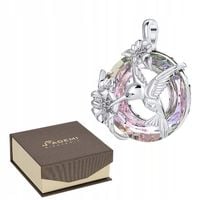 ZAWIESZKA SREBRNA 925 Z OKRĄGŁĄ KOLOROWĄ CYRKONIĄ KOLIBER KWIAT DLA KOBIETY