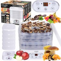 SUSZARKA DO GRZYBÓW 550W OWOCÓW WARZYW ZIÓŁ 5 SIT Z WYŚWIETLACZEM LED