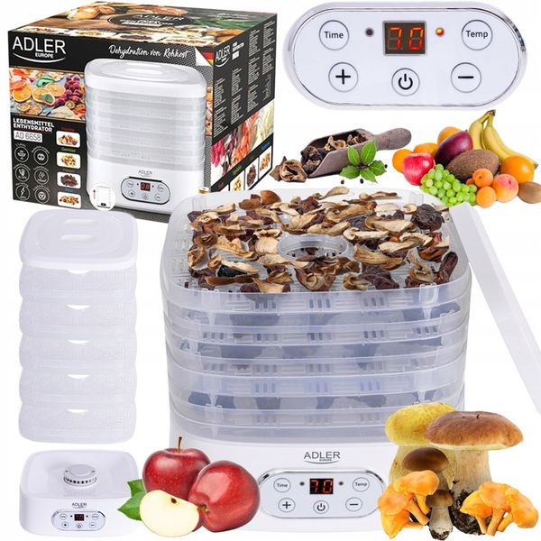 SUSZARKA DO GRZYBÓW 550W OWOCÓW WARZYW ZIÓŁ 5 SIT Z WYŚWIETLACZEM LED zdjęcie 1