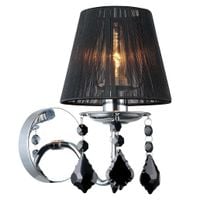 Kinkiet LAMPA ścienna CORNELIA MBM-2572/1 BK Italux abażurowa OPRAWA z kryształkami glamour organza mgiełka crystal czarna