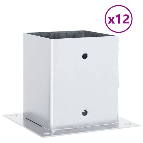 Podstawy słupków kwadratowe 12 szt. Srebrne Stal ocynkowana na Arena.pl
