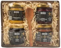 Zestaw miodów kremowanych 880g kosz prezentowy prezent na dzień babci