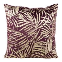 POSZEWKA PALMY LIŚCIE WELUR VELVET 45X45 FIOLETOWA