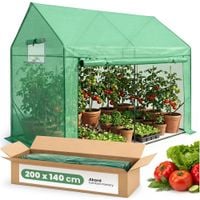 Szklarnia ogrodowa foliowa domek 1 drzwi 2 okna Zielona 200x140x200 cm