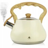 CZAJNIK STALOWY 3L INDUKCJA GAZ KREMOWY TRADYCYJNY CZARNA RĄCZKA POKRYWKA