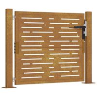 Furtka ogrodowa, 105x105 cm, stal kortenowska, motyw prostokąty