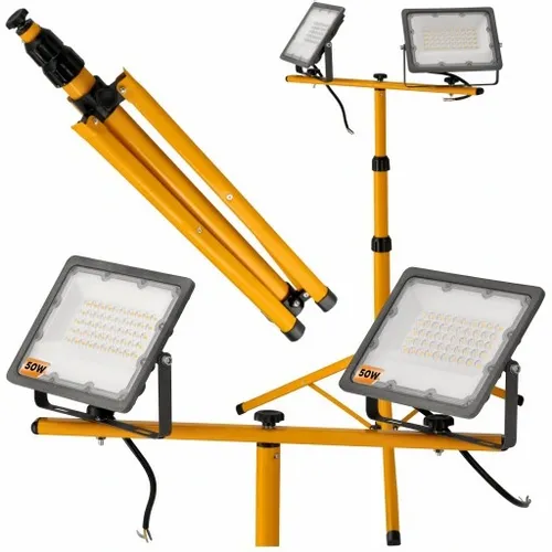 2x Halogen LED Naświetlacz Reflektor 50W IP65 PREMIUM + Statyw Budowlany na Arena.pl