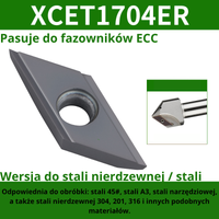 Płytki do fazowników składanych, APMT SD SPGX XCET Rozmiar: XCET1704ER