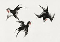Plakat 42x29,7cm Birds, Hokusai Japoński Vintage do Salonu