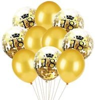 Zestaw balonów 18 urodziny z konfetti złoty 30 cm