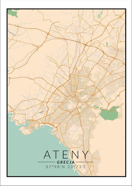 Ateny mapa kolorowa - plakat 21x29,7 cm zdjęcie 1