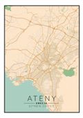 Ateny mapa kolorowa - plakat 59,4x84,1 cm