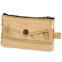 Etui Na Klucze Duże Trzykomorowe Skórzane Pojemne Na Karty Beltimore Złote G86