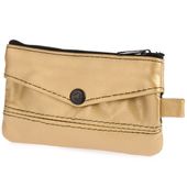 Etui Na Klucze Duże Trzykomorowe Skórzane Pojemne Na Karty Beltimore Złote G86