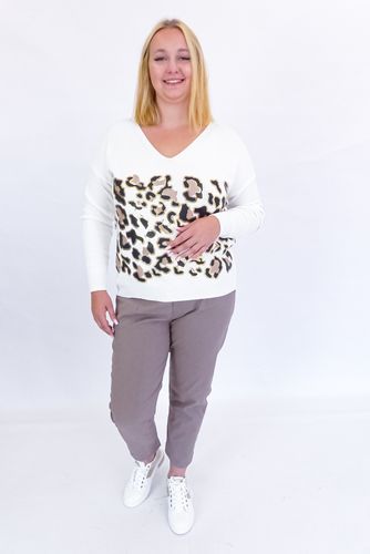 Biały Sweterek z Aplikacją w Panterkę UNI na Arena.pl