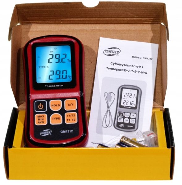 CYFROWY TERMOMETR 2x TERMOPARA TYPU K do 1372 st. KOMPATYBILNA J,K,T,E,N,R zdjęcie 2