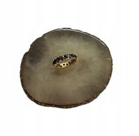 905 Złoty pierścionek obrączka CYRKONIE czarne r 7/17mm stal chirurgiczna