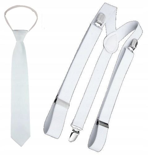 Zestaw GANGSTERA Białe Szelki Krawat Kapelusz 20' na Arena.pl