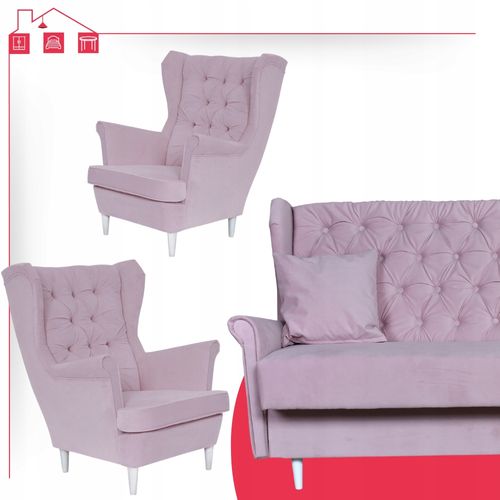 Zestaw wypoczynkowy do salonu z funkcją spania Gaja FIOLETOWY Family Meble na Arena.pl