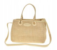 Pierre Cardin - duża torebka kuferek pleciony jasny beżowy 18081