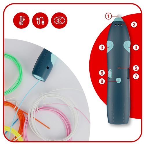 długopis drukarka 3d pen bezpieczny zestaw + wzory niebieski na Arena.pl