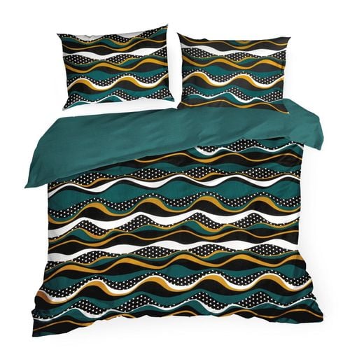 Pościel z satyny z nadrukiem 160X200 70X80X2 NIKA50 c. turkusowa na Arena.pl