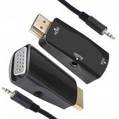 Adapter HDMI do VGA konwerter sygnału, monitor kabel Audio 2 sztuki