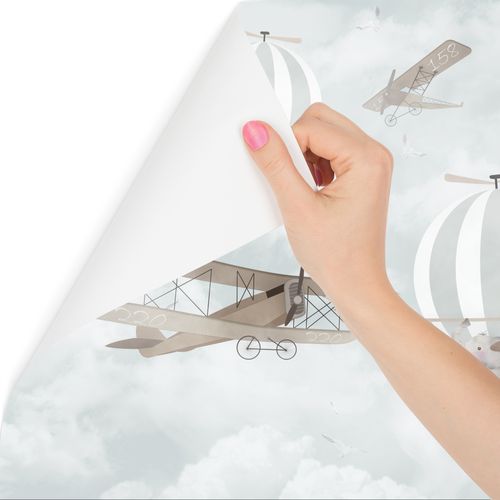 Fototapeta Dla Dzieci ZWIERZĘTA Balony Samolot Vintage 135cm x 90cm na Arena.pl